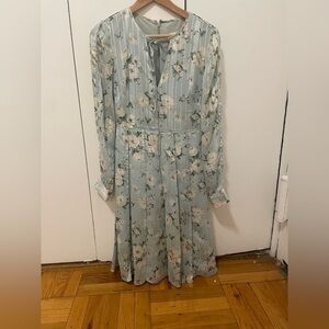 Mikael Aghal Midi Floral Blue Dress